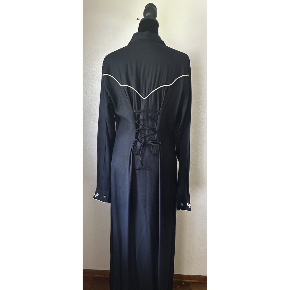Rod’s Vintage 90’s Fringed Maxi Dress/Duster Embroidered Size XL Rodeo Cowgirl - Picture 4 of 16